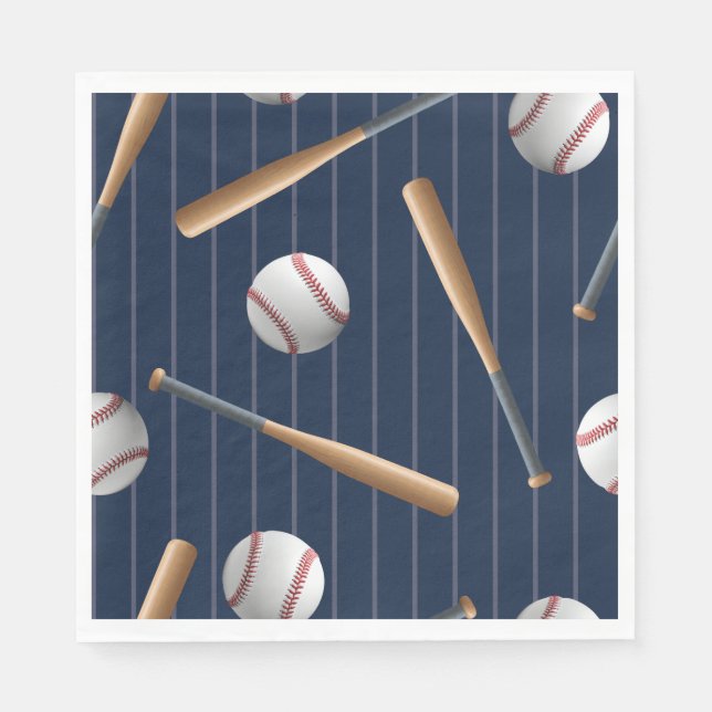 Röd och Blå Baseboll Födelsedag  Pappersservett (Framsidan)