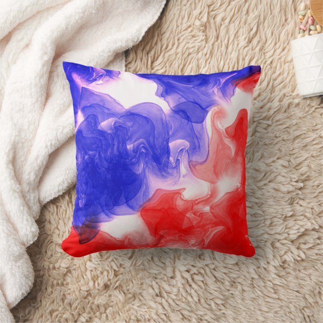 Röd och blå Bläck-våg Kudde (Filt)