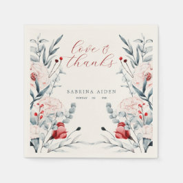 Röd och blå blomma Blommigt Bröllop Pappersservett