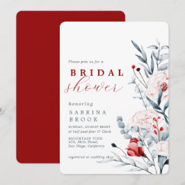 Röd och blå blomma Blommigt Möhippa Inbjudningar