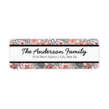 Röd och blå Blommigt - Returetiketter