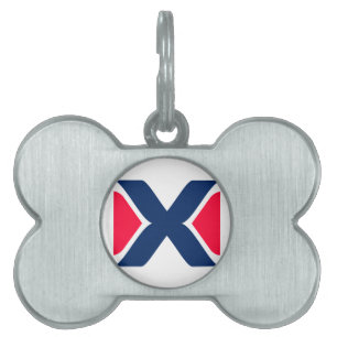 Röd och blå Bokstav X Monogram ID-bricka Husdjur