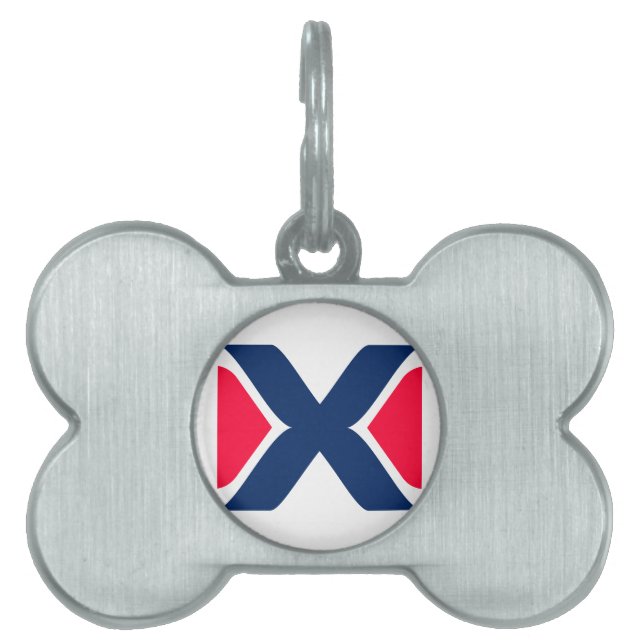 Röd och blå Bokstav X Monogram ID-bricka Husdjur (Framsidan)