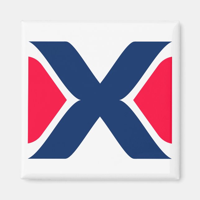 Röd och blå bokstav X monogram Magnet (Framsidan)