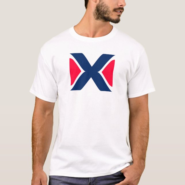 Röd och blå bokstav X-monogram T Shirt (Framsida)