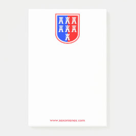 Röd och blå, dess saxiska post-it block