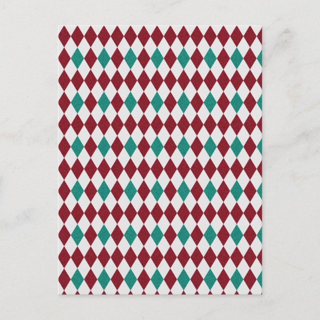 Röd och blå Diamond Glitter Vykort (Framsida)