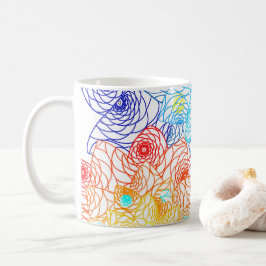 Röd och blå färgstark Blommigt Kaffemugg