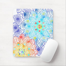 Röd och blå färgstark Blommigt Musmatta