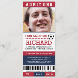 Röd och blå fotboll Studentfest Inbjudan
