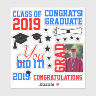 Röd och blå foto Studenten Klistermärken