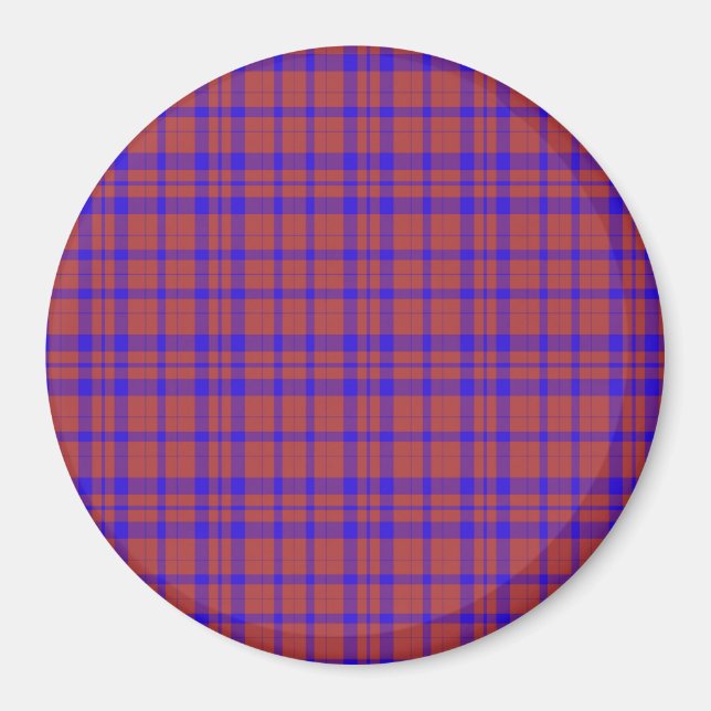 Röd och blå geometrisk rutig mönster magnet (Framsidan)