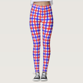 Röd och blå Gingham Leggings
