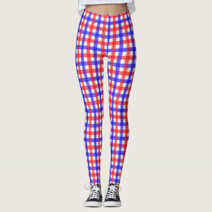 Röd och blå Gingham Leggings
