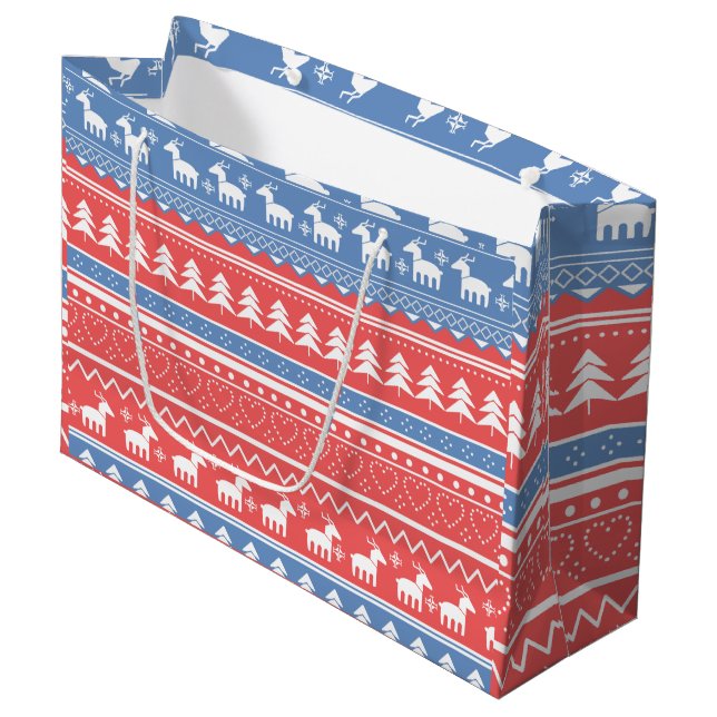 Röd och blå jul geometrisk - Unikt mönster (Framsidan Vinklad)