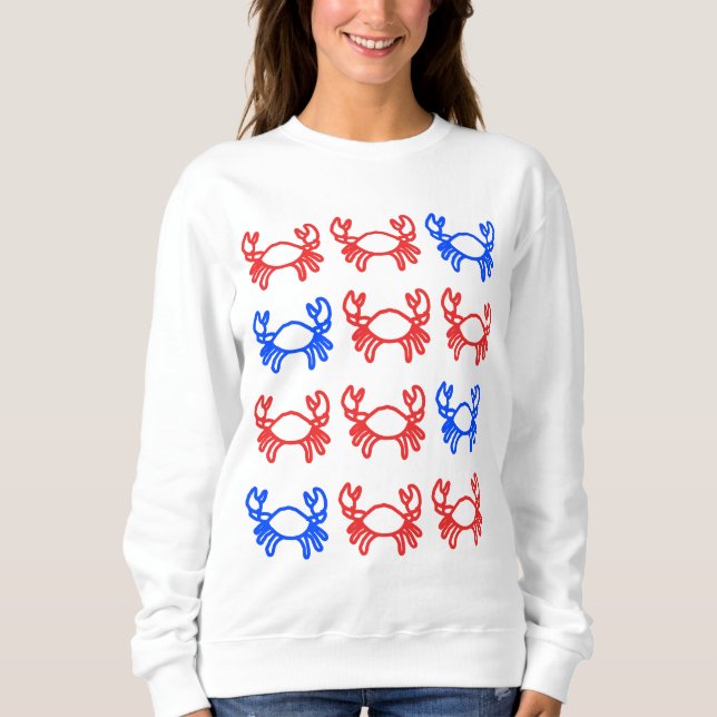 Röd och blå kontur krabbdesign t shirt (Framsida)