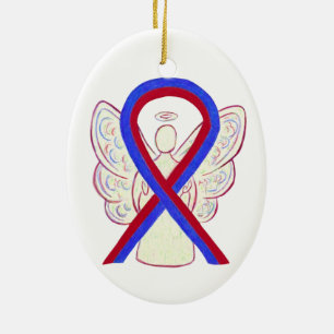 Röd och blå medvetenhet Ribbon Angel Ornament