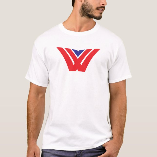 Röd och blå modern och minimal bokstav W monogram T Shirt (Framsida)