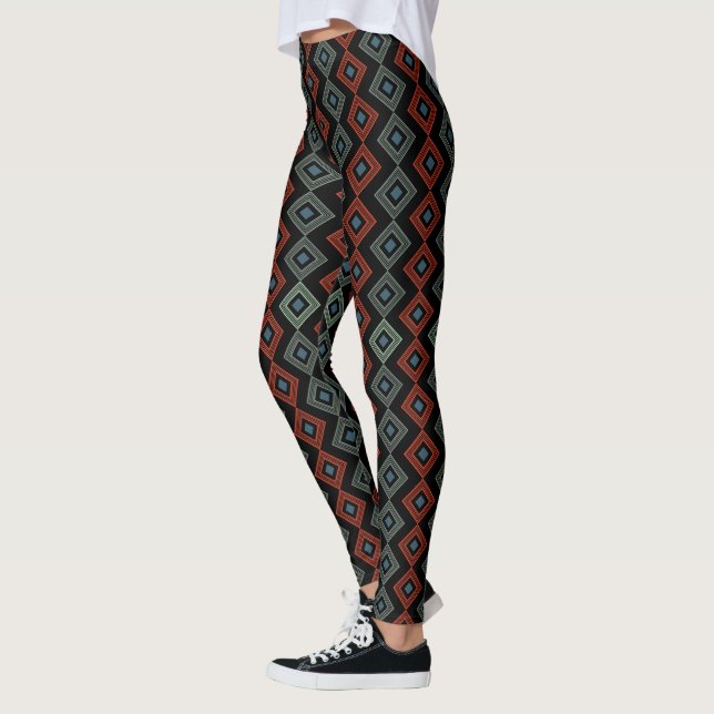 röd och blå modern rutig tartan Capri Leggings (Vänster)