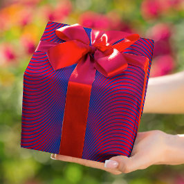 Röd och blå Moiré-effekt Modern Trippy-Abstrakt Presentpapper