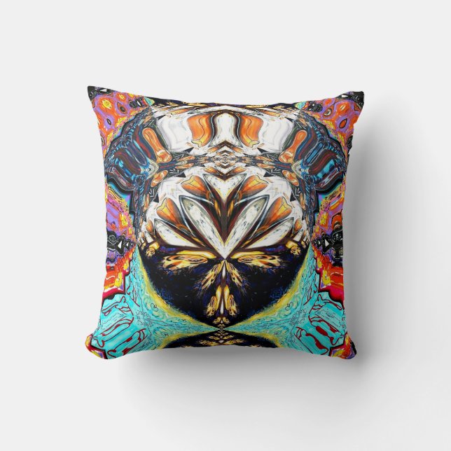 Röd och blå Multifärgad Abstrakt Dekorativ kudde (Framsida)