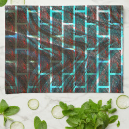 Röd och blå nedfläckad, stödraster eller skrapa, e kökshandduk