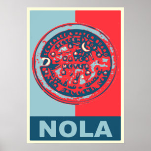 Röd och blå NOLa Vatten-mätare Poster