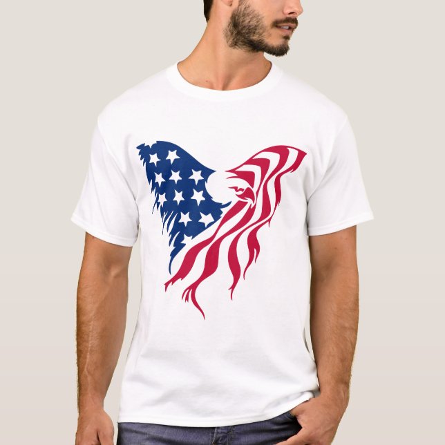 Röd och blå örn  t shirt (Framsida)