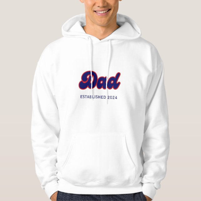 Röd och blå pappa, anpassningsbar år hoodie (Framsida)