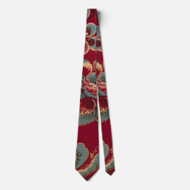 Röd och blå retro blommig design slips