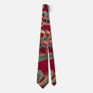 Röd och blå retro blommig design slips