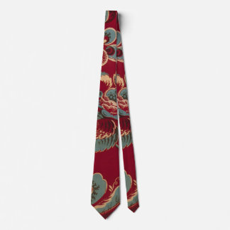 Röd och blå retro blommig design slips