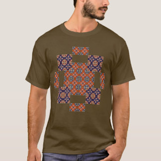 Röd och blå rustik talavera stil-mosaik t shirt