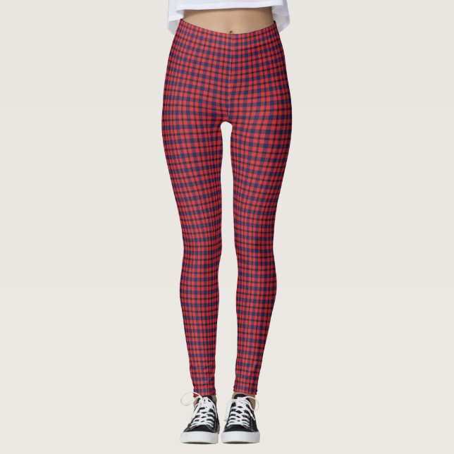 Röd och blå rutig leggings (Framsida)