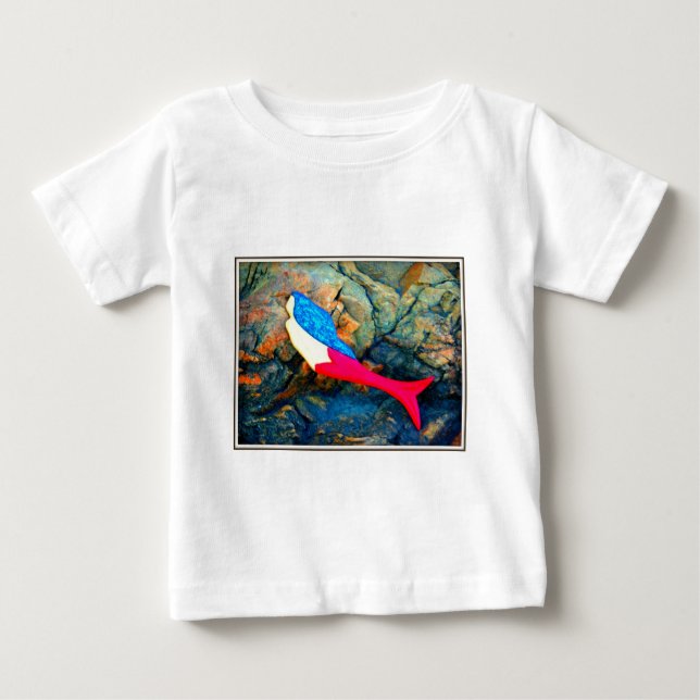 röd och blå sjöjungfru t-shirt (Framsida)