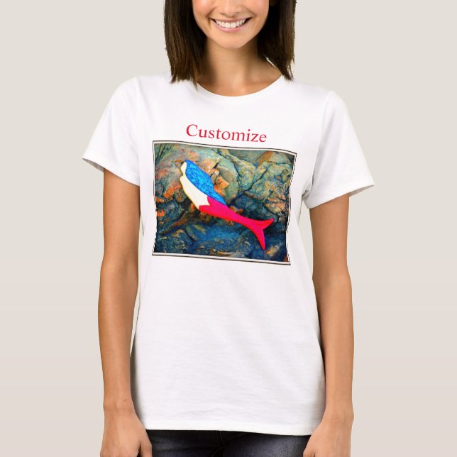 Röd och blå sjöjungfru Thunder_Cove T Shirt (Framsida)