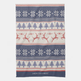 Röd och blå skandinaviska Mönster-Anpassningsbarna Kökshandduk