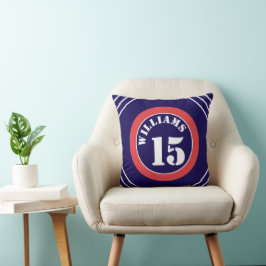 Röd och blå sportinspirerad kastkudde kudde