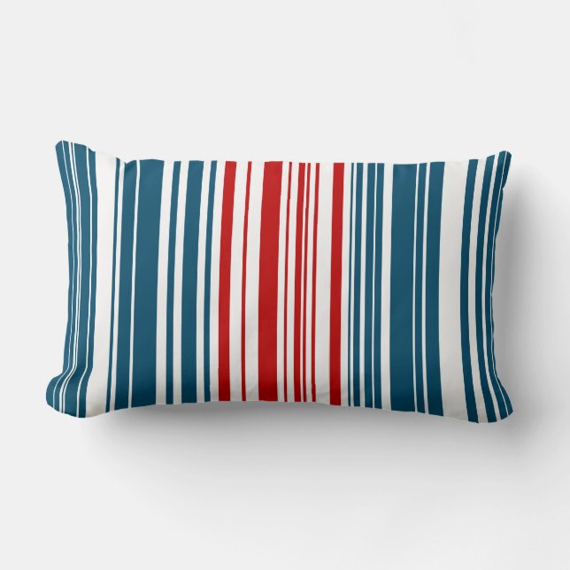 Röd och blå stripe Mönster Lumbarkudde (Framsida)