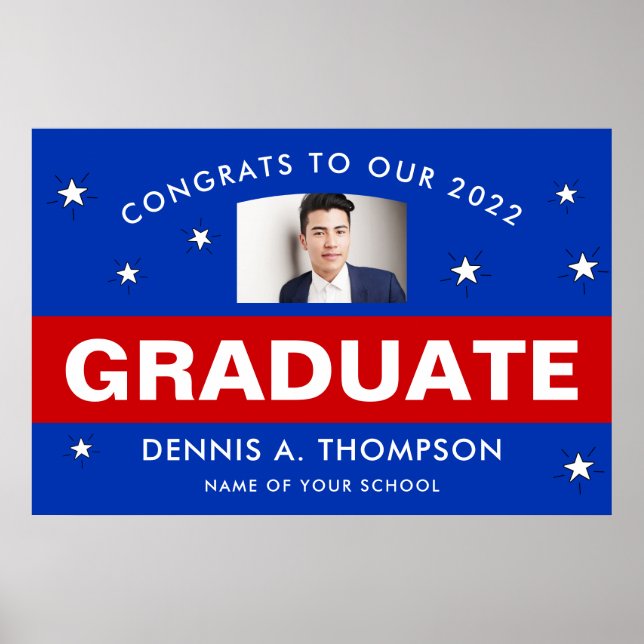 Röd och blå Studenten-Anpassningsbarna Poster (Framsidan)