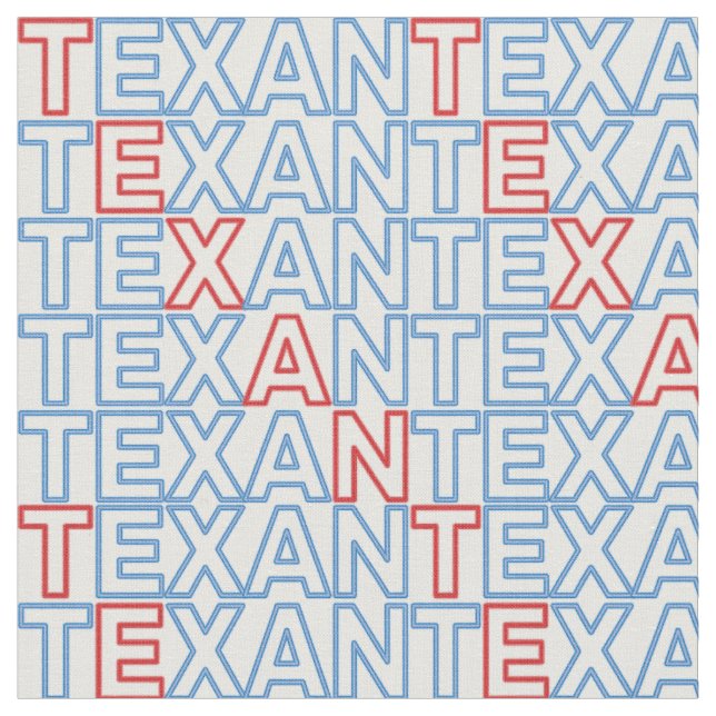 Röd och blå TEXAN Neon White Tyg (Närbild)