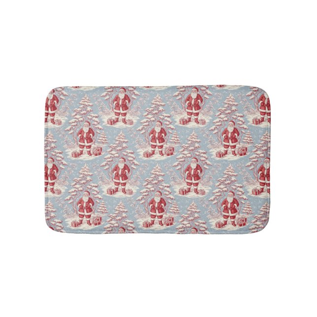 Röd och blå tomte Toile Chinoiserie Badrumsmatta (Framsidan)
