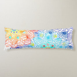 Röd och Blåa blommor Kroppskudde