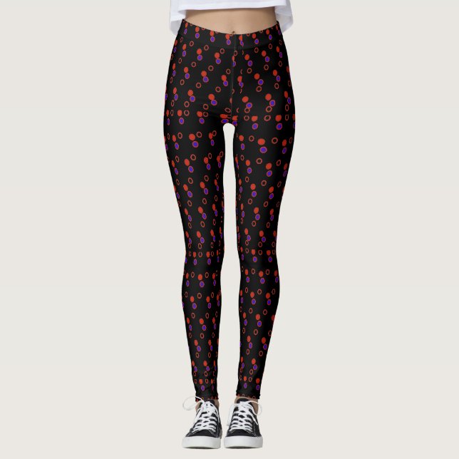 Röd- och blått polka-dopningspapper leggings (Framsida)