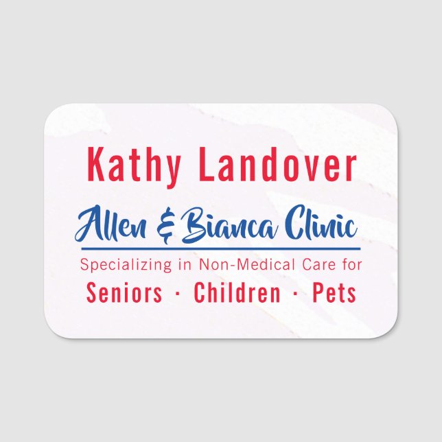 Röd och blåttförtroende namnbricka (Framsida)