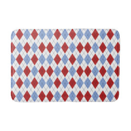 Röd och blåttpläd badrumsmatta