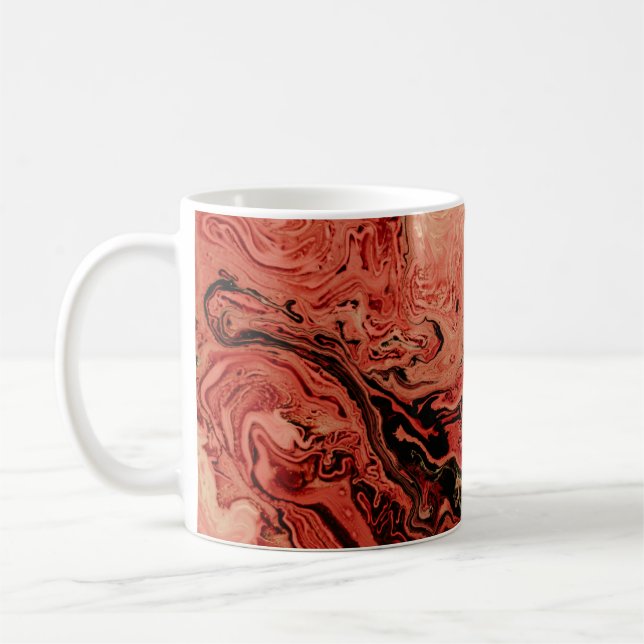 Röd och brun abstrakt kaffemugg (Vänster)