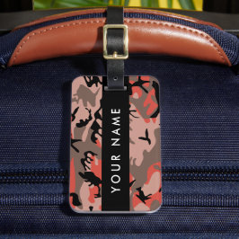 Röd och brun kamouflage Ditt namn anpassar sig Bagagebricka