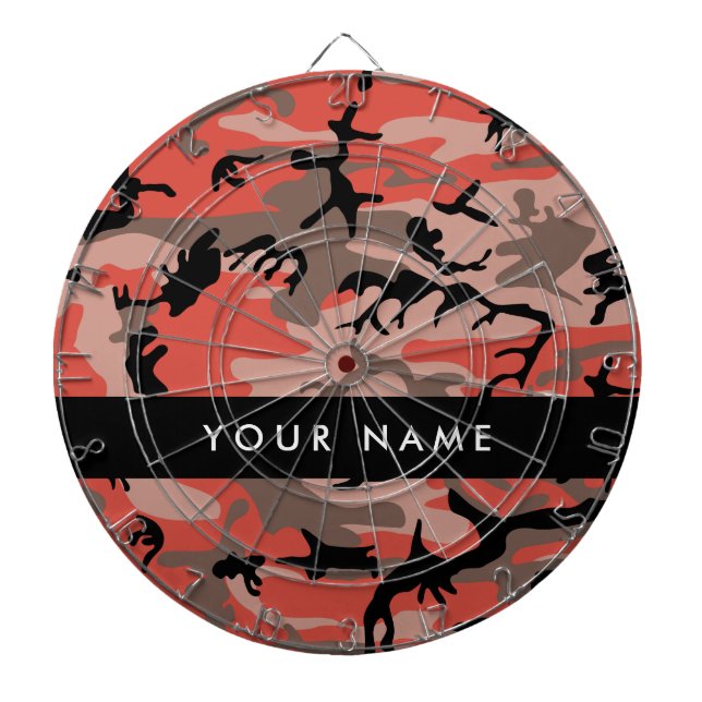Röd och brun kamouflage Ditt namn anpassar sig Darttavla (Framsidan)