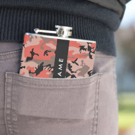 Röd och brun kamouflage Ditt namn anpassar sig Fickplunta